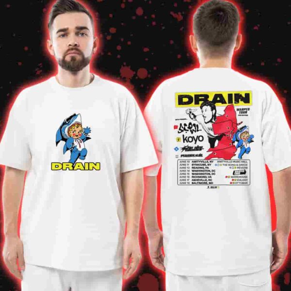 Official Band Merch Drain Warped Tour And Beyond Vol 1 ft Scowl x Koyo x One Step Closer x Magnitude XXX Tour Dates Unisex T-Shirt