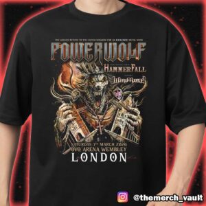 Official Band Merchandise Powerwolf With Hammer Fall And Wind Rose 7th March 2026 At OVO Arena Wembley London Artwork Unisex T-Shirt