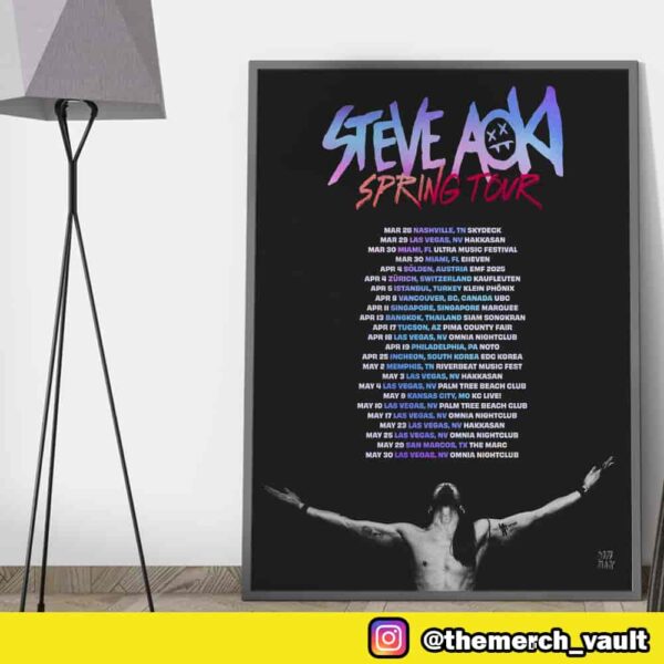 Steve Aoki Spring Tour 2025 Full Effect With Tour Dates Print Poster Canvas
