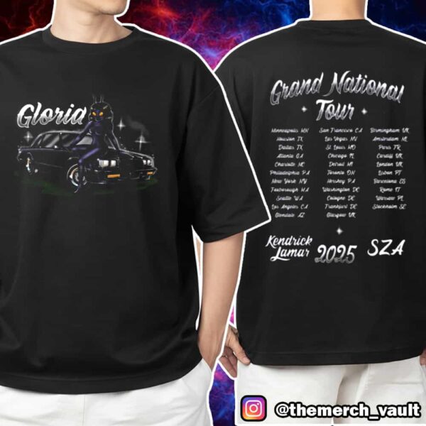 Kendrick Lamar x SZA Grand National Tour 2025 Gloria Version With Tour Cities Print On Back Unisex T-Shirt Merchandise
